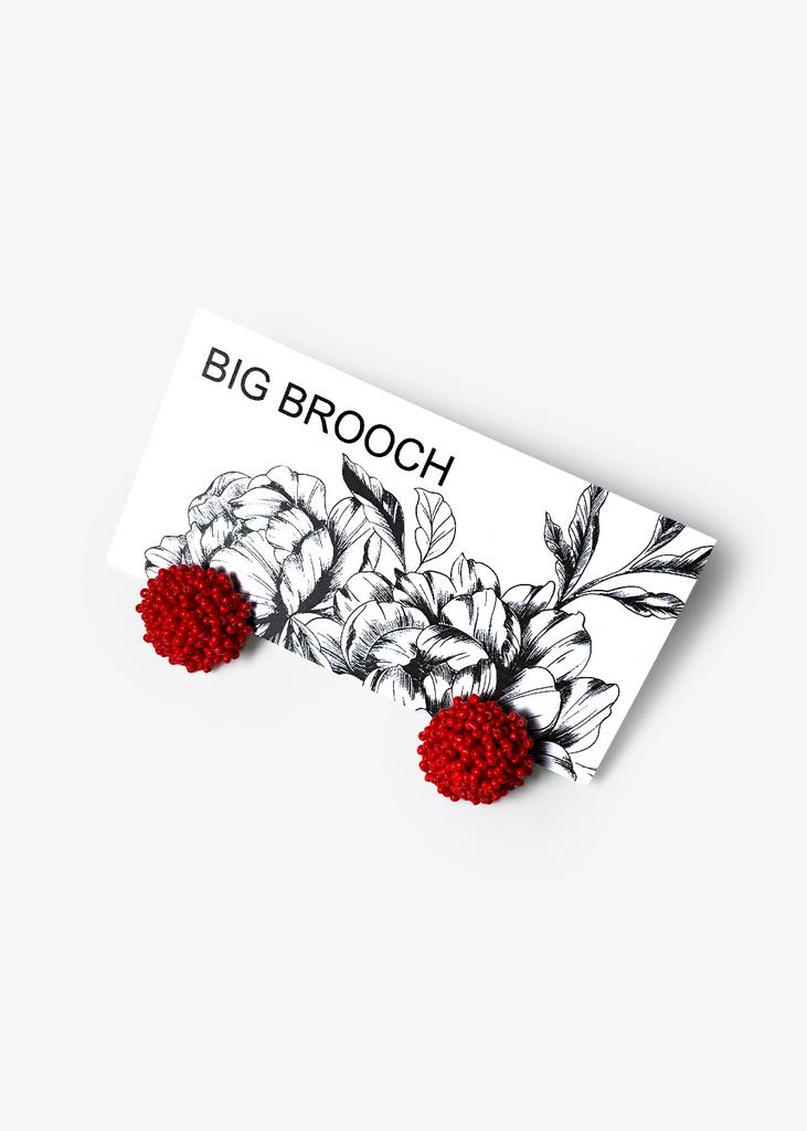 Earrings of beads pair, red