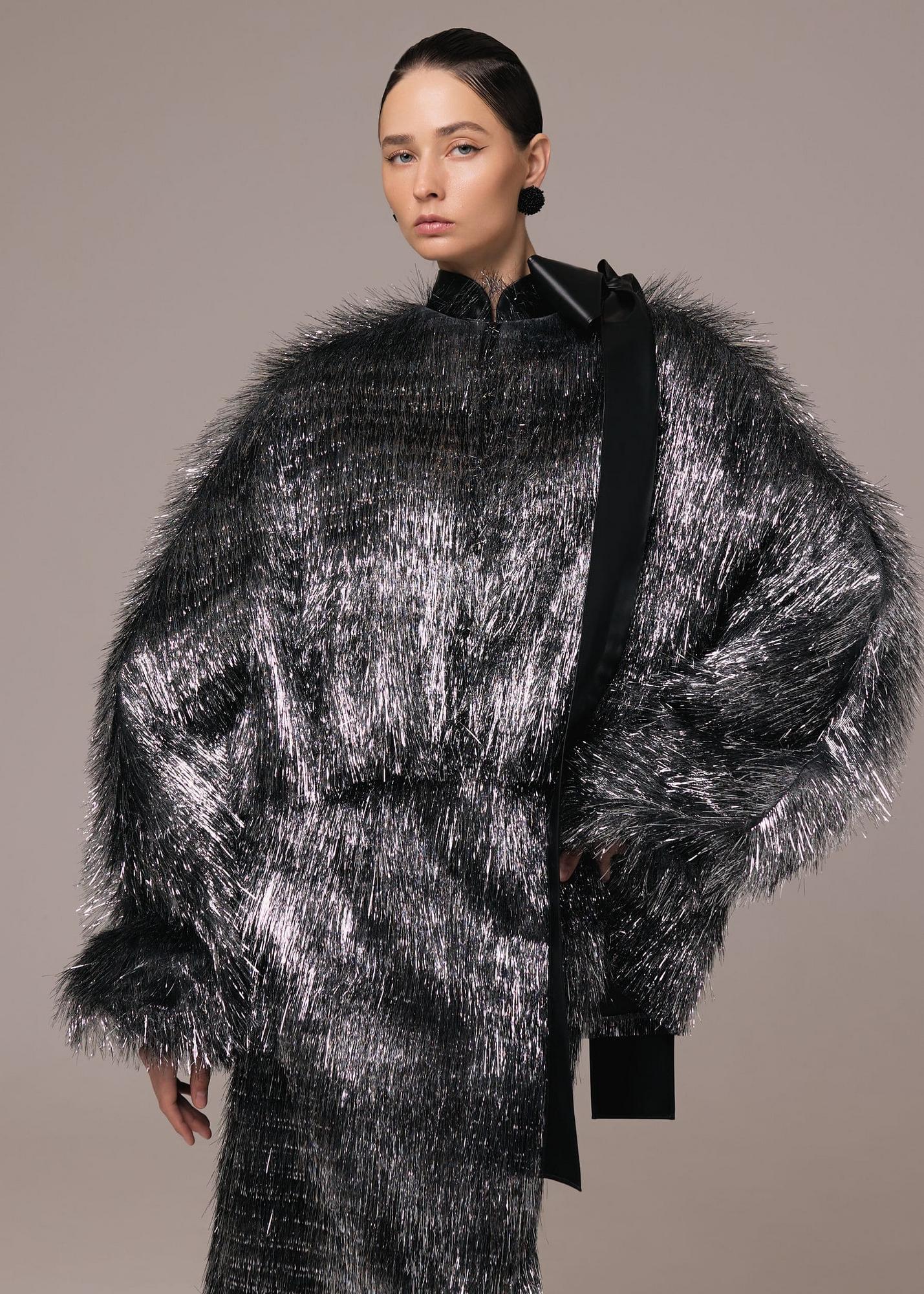 Bomber of lurex, silver