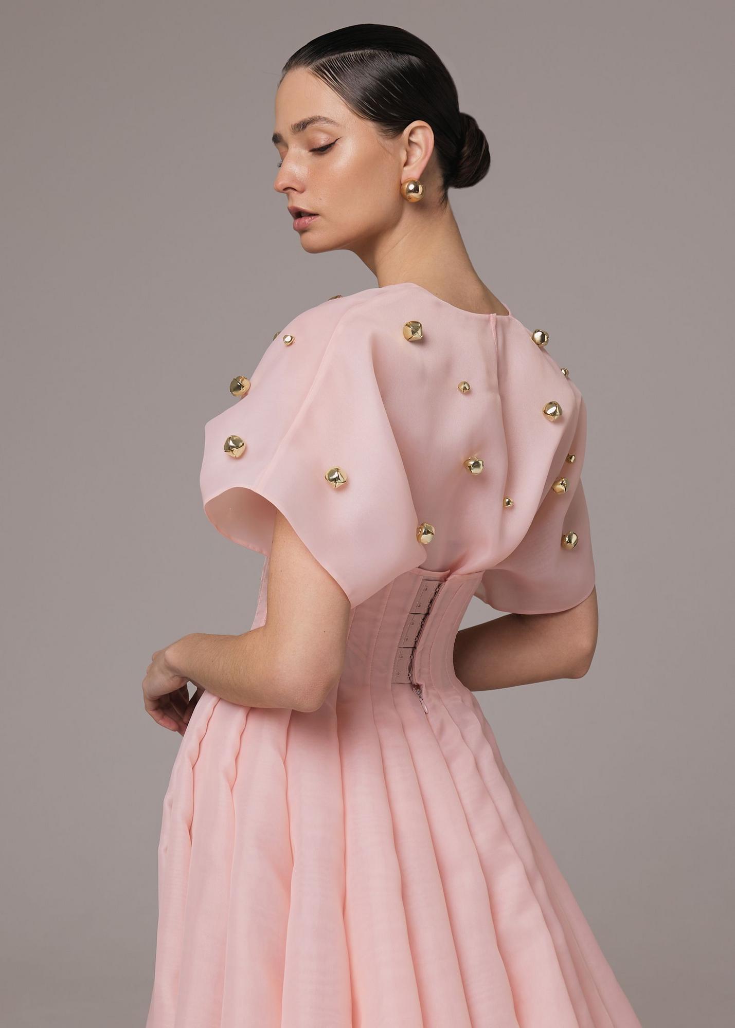 Top of organza with bells, pink