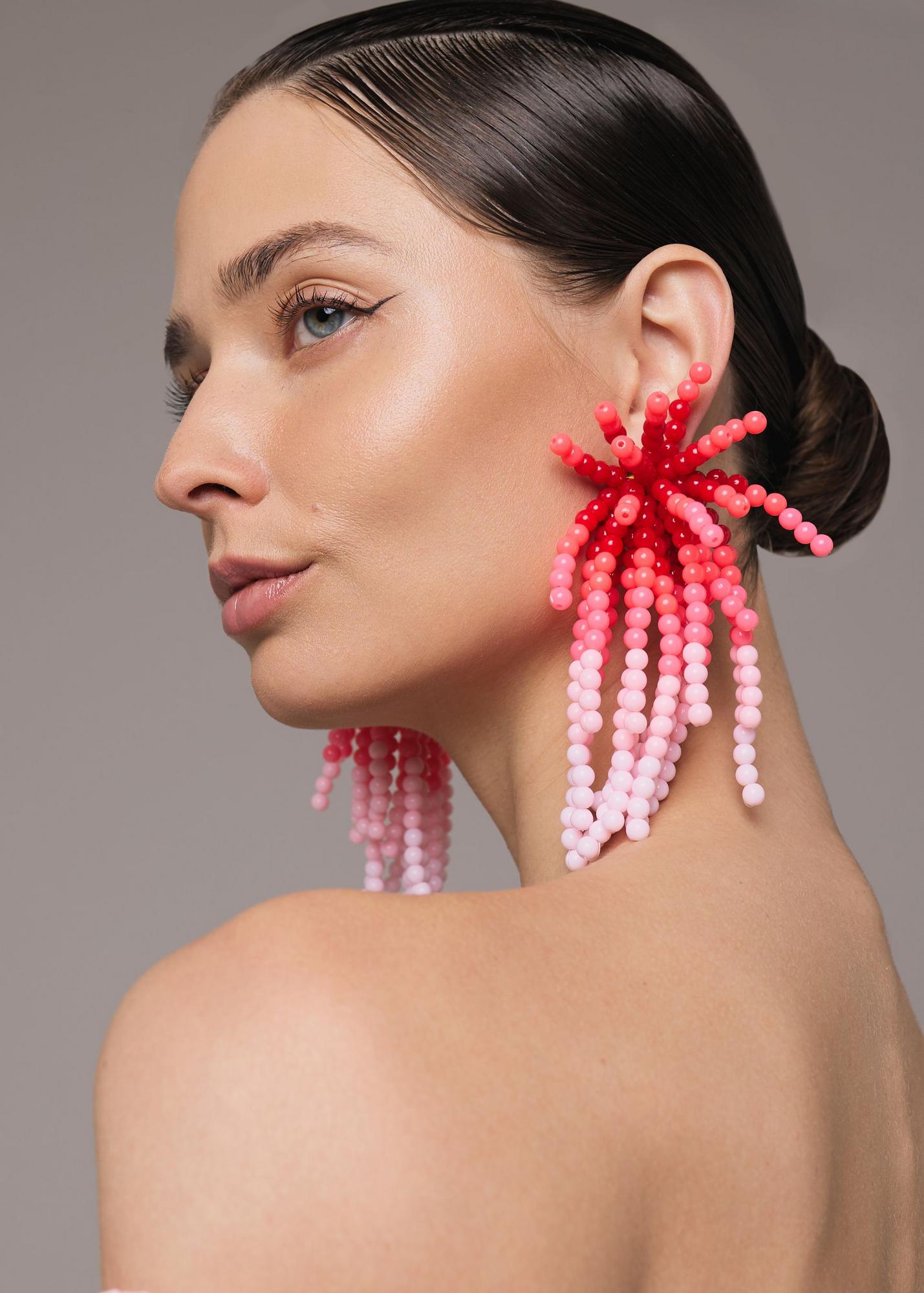 Earrings-umbrella, pink