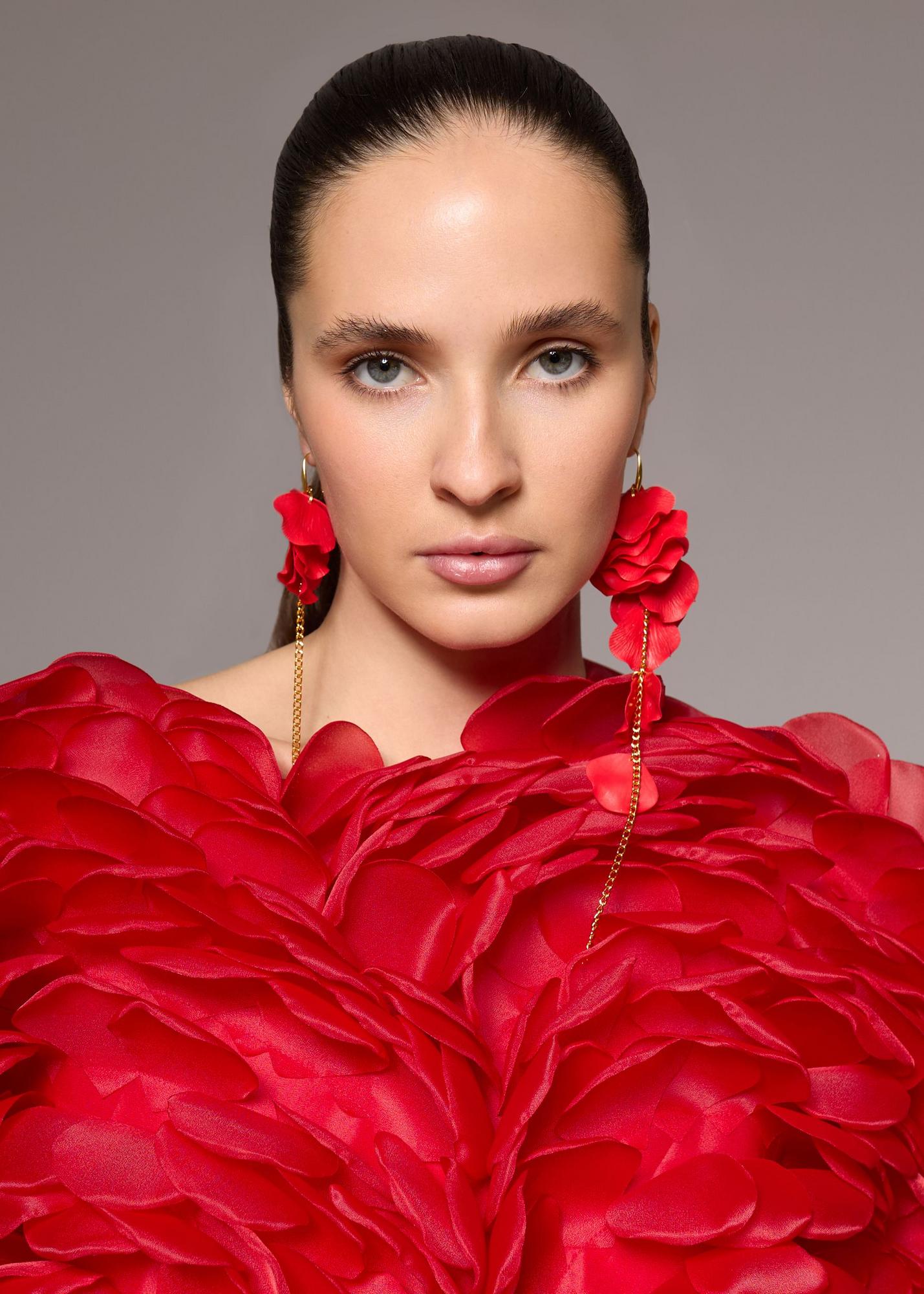 Earrings-bunch Polfera pair, red