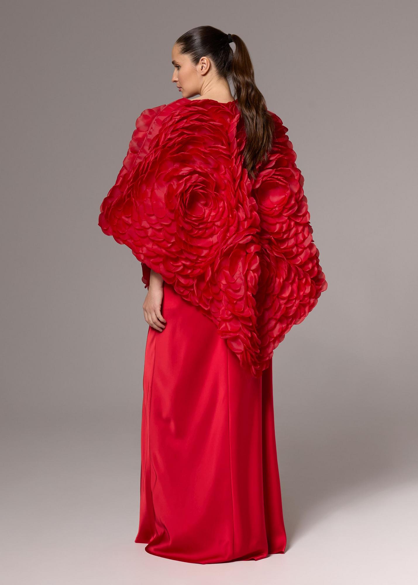 Asymmetrical cape, red
