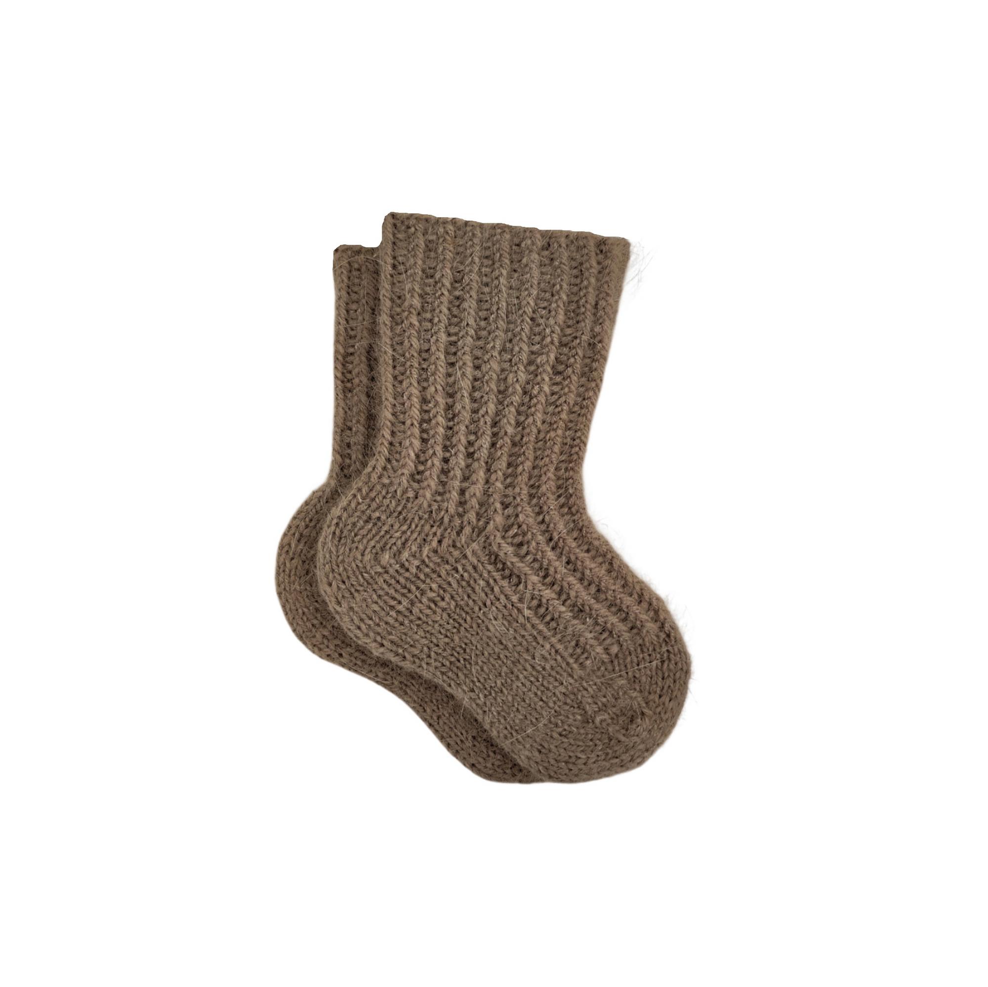 Носки бежевые из пуха норки р.0-3 мес