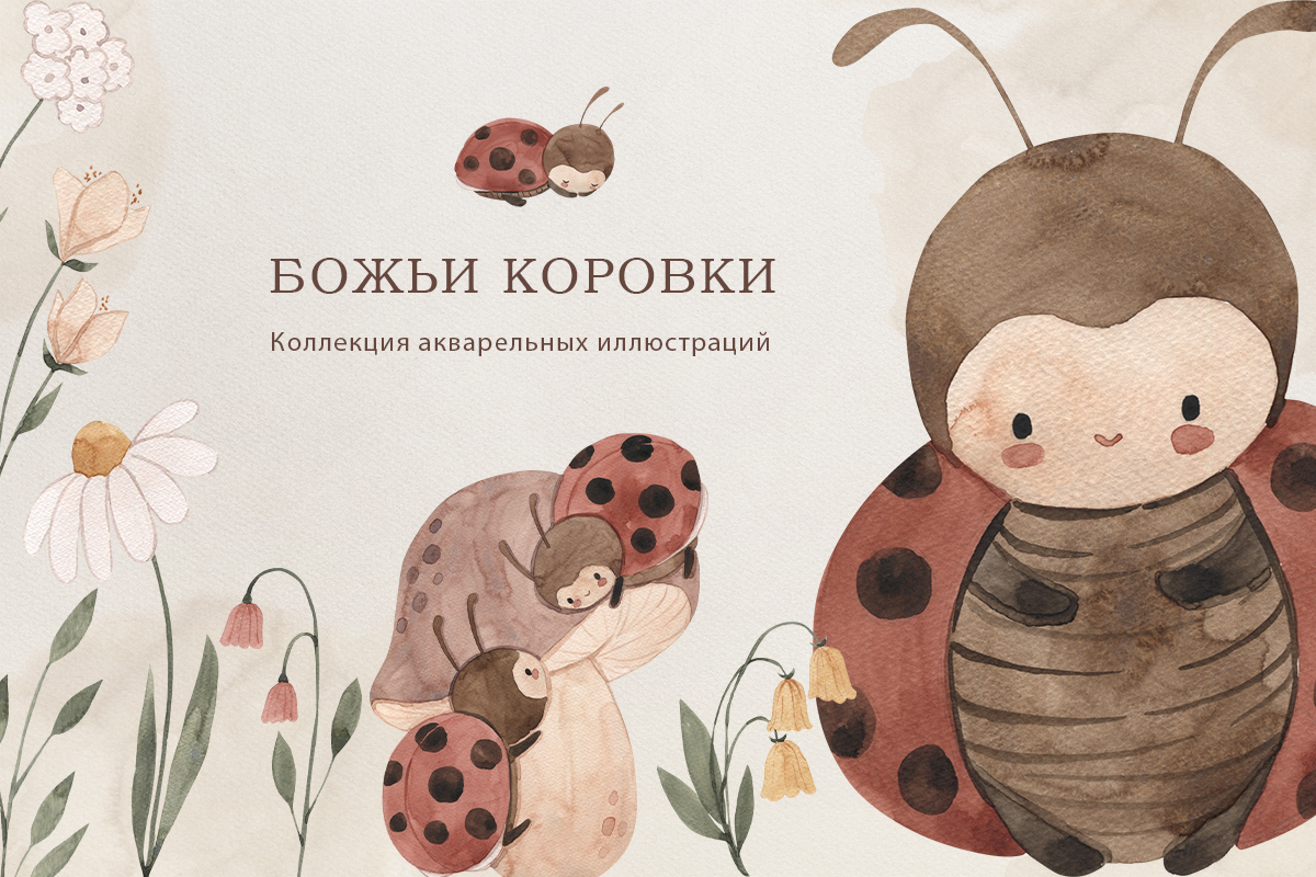 Божьи коровки. Акварельные иллюстрации
