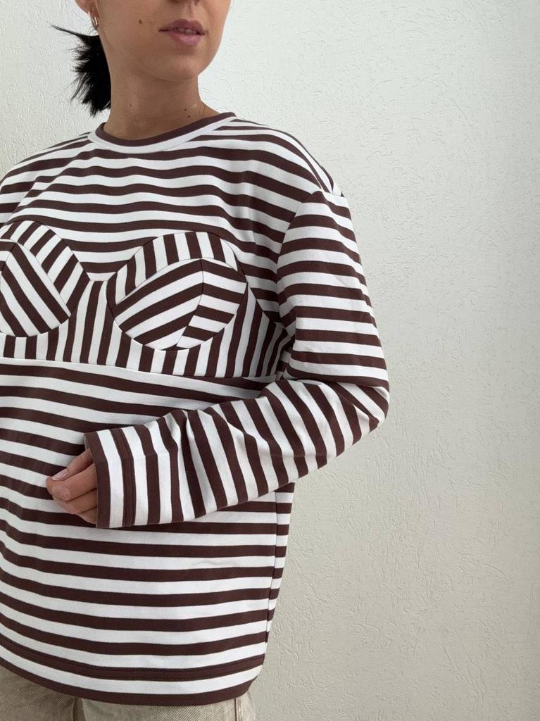 Лонгслив-тельняшка с имитацией бюстгальтера