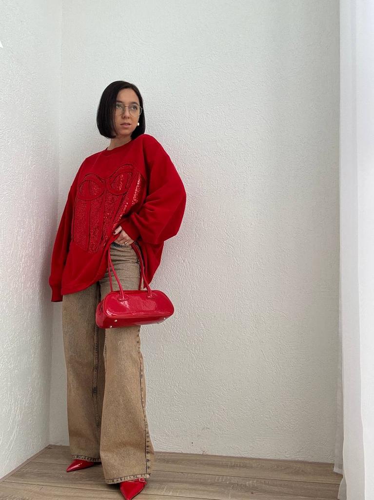 Свитшот с имитацией корсета из пайеток