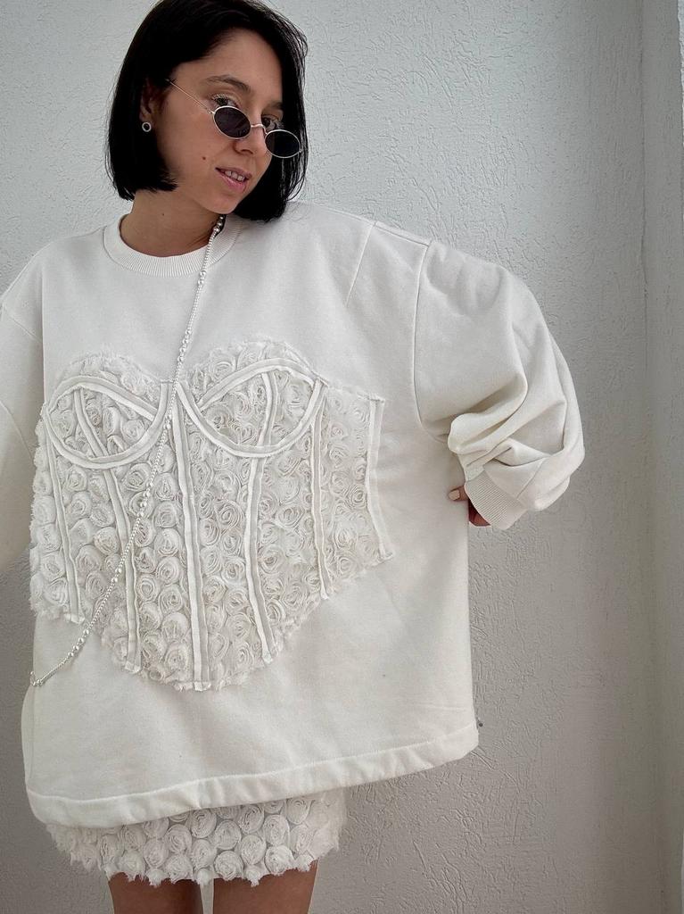 Свитшот c имитацией корсета "Розы"