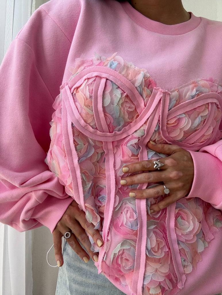 Свитшот с имитацией корсета "Розы"