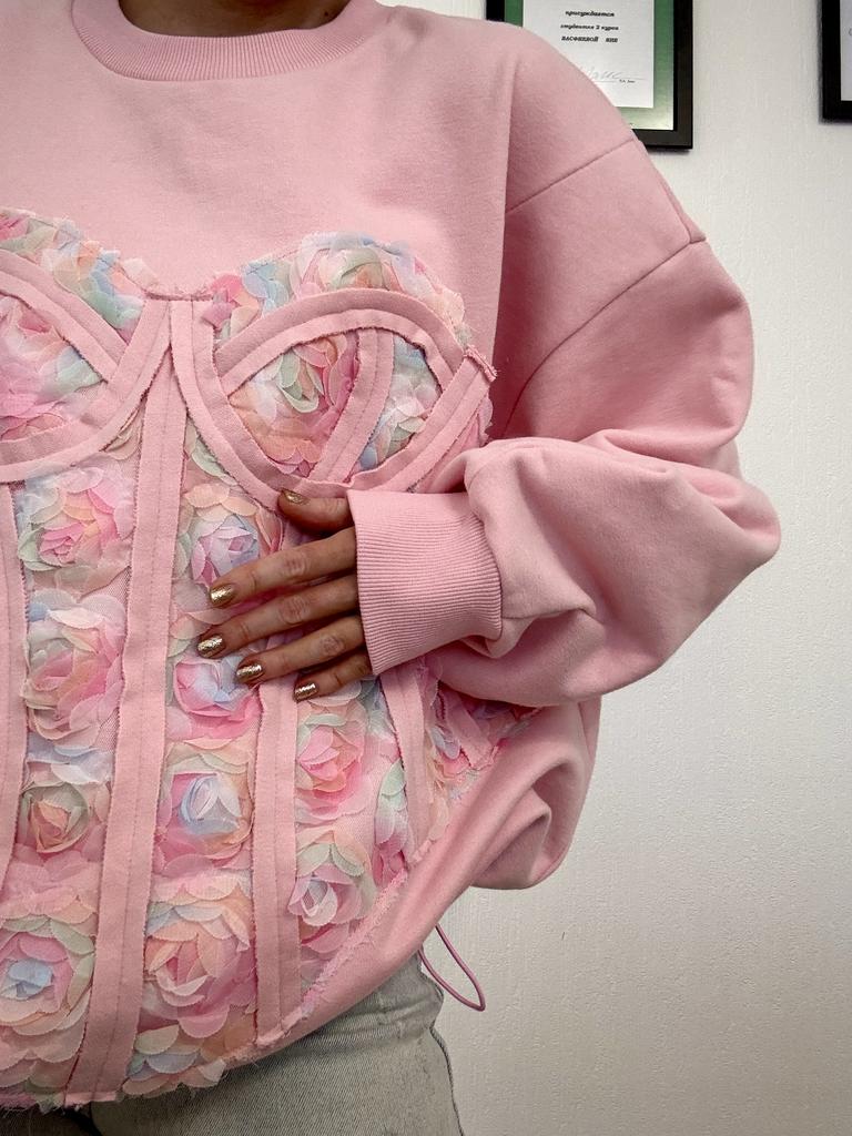 Свитшот с имитацией корсета "Розы"