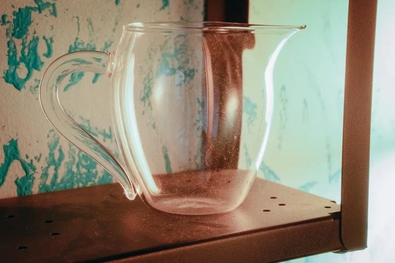 Чахай стеклянный с прозрачной ручкой, 350 мл