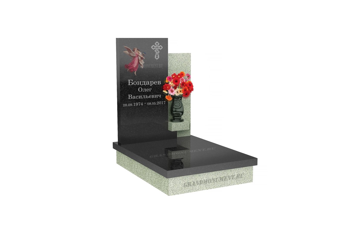 Оформление вертикального надгробного памятника, цветной рисунок на памятник