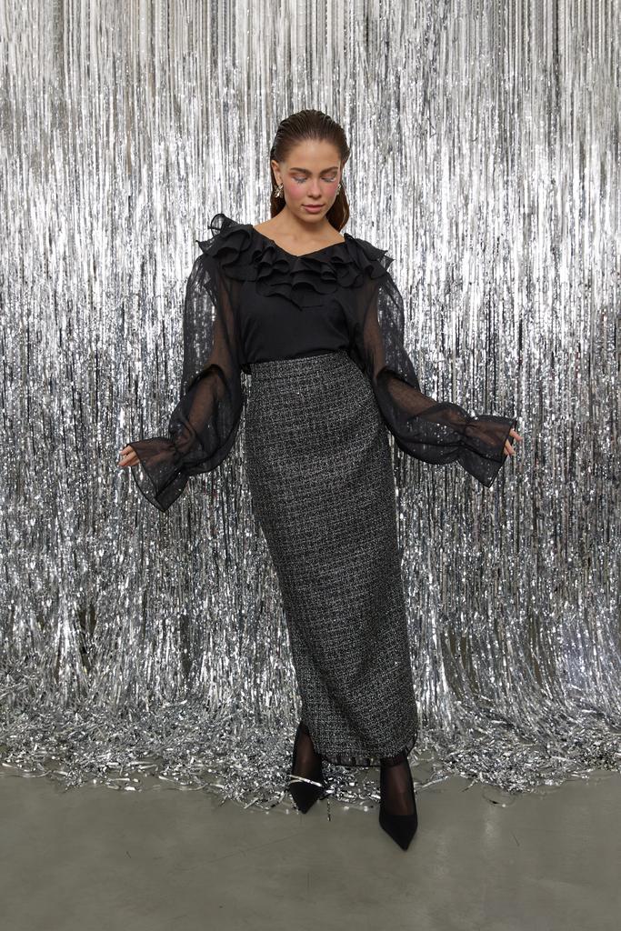 Юбка твидовая миди SHINE