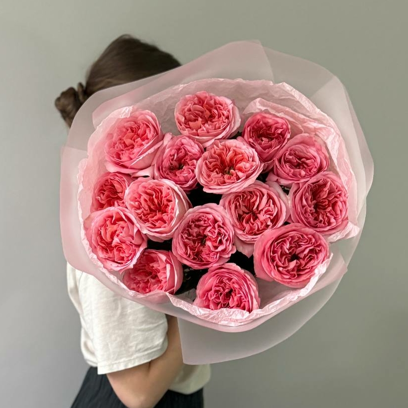 МОНОБУКЕТ ПИОНОВИДНЫХ РОЗ "ПИНК ЭКСПРЕШЕН"