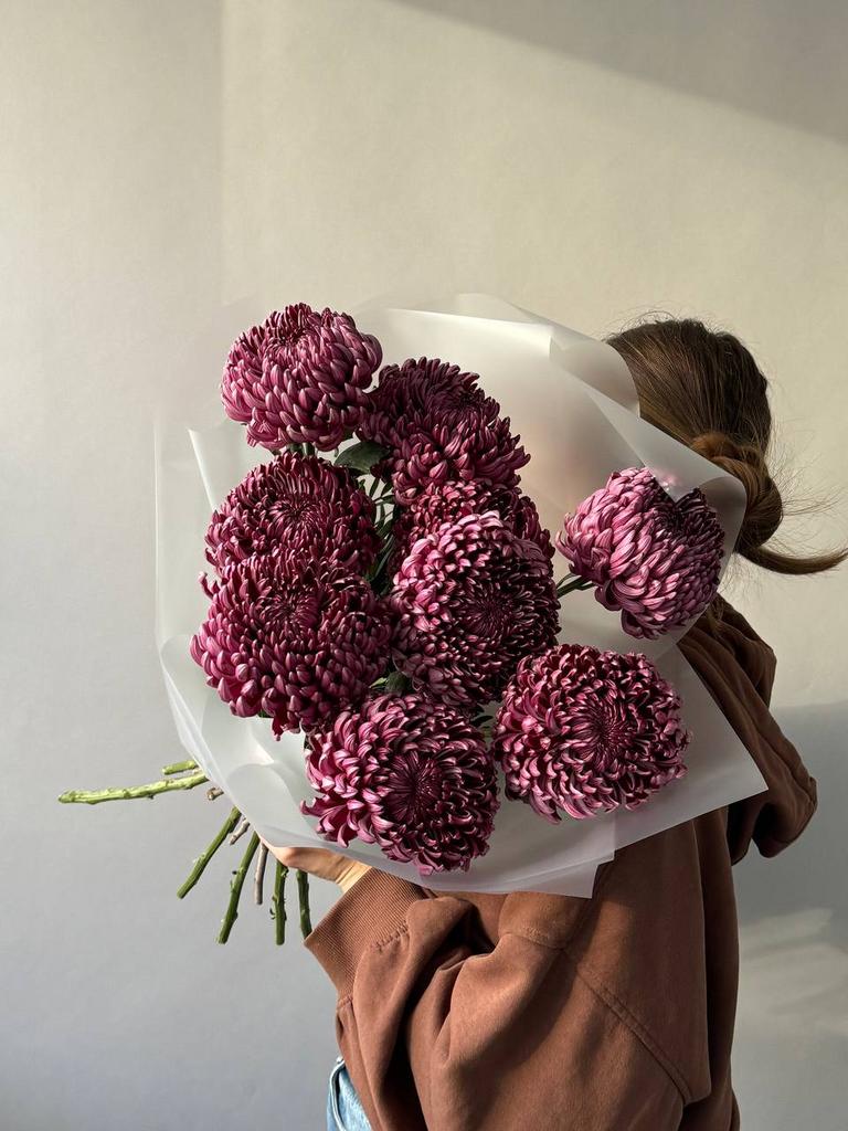 МОНОБУКЕТ ХРИЗАНТЕМ "БИГУДИ ПУРПУР"