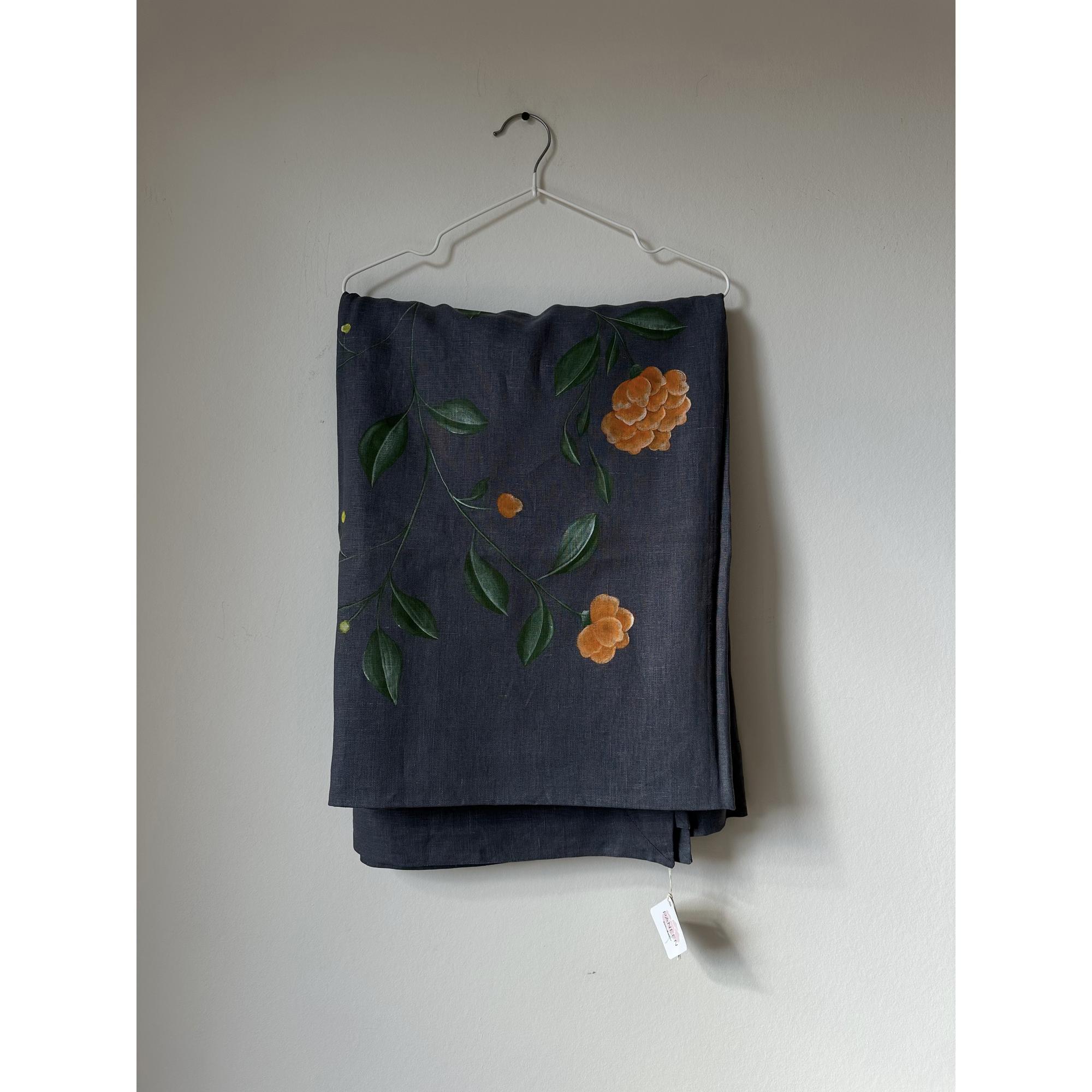 TABLE CLOTH blue hand painted