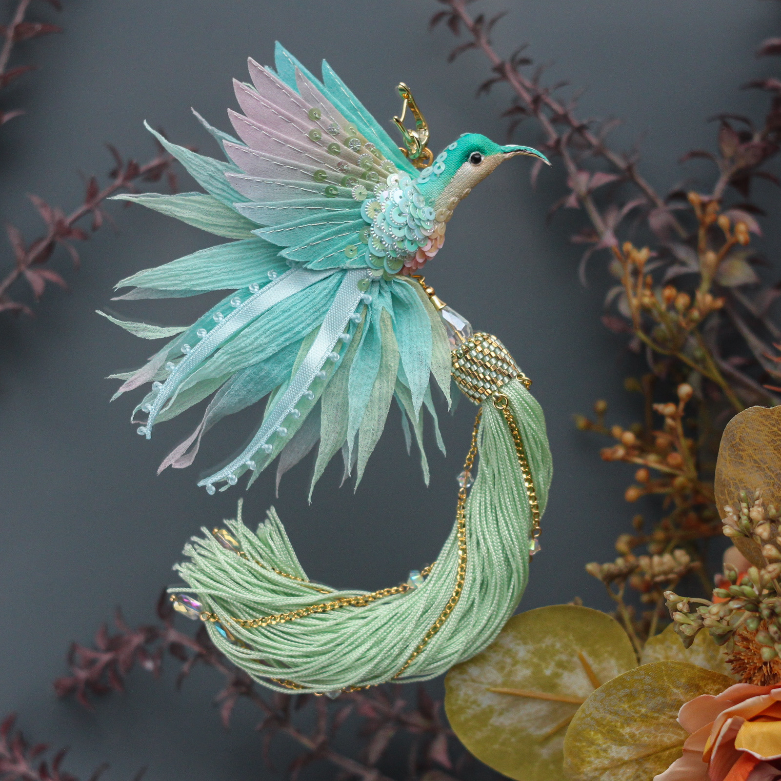 Моно-серьга с птицей колибри «DreamFlash»