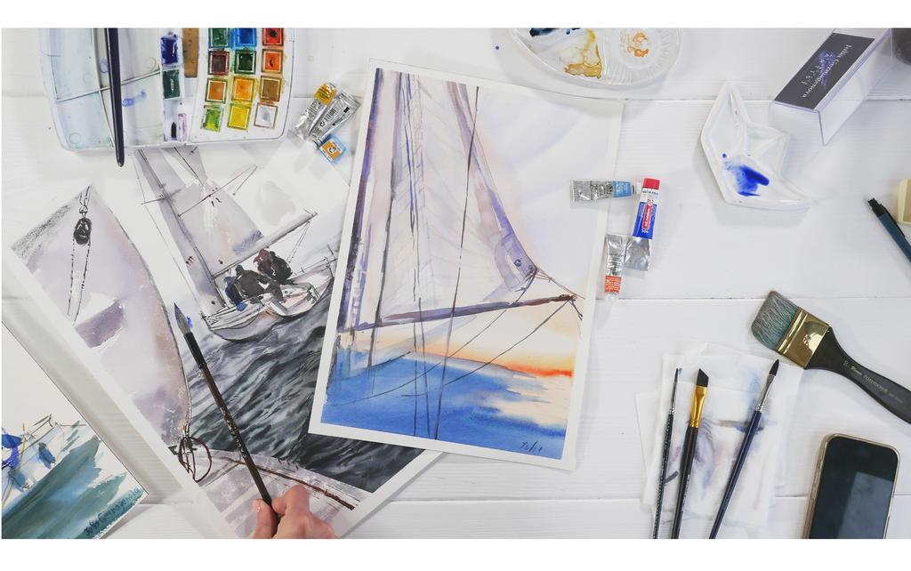 он-лайн урок по акварели "ПАРУС"