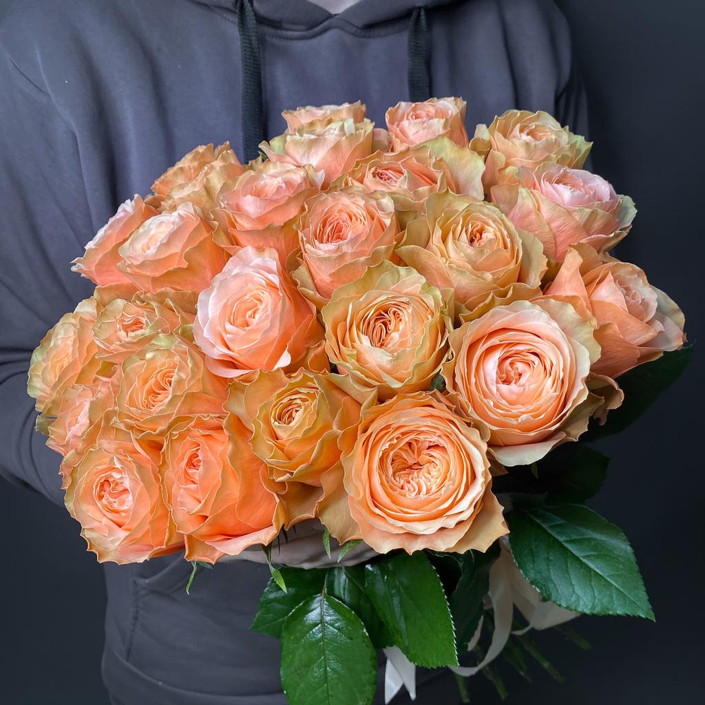 оранжевые рыжие яркие розы Кахала доставка