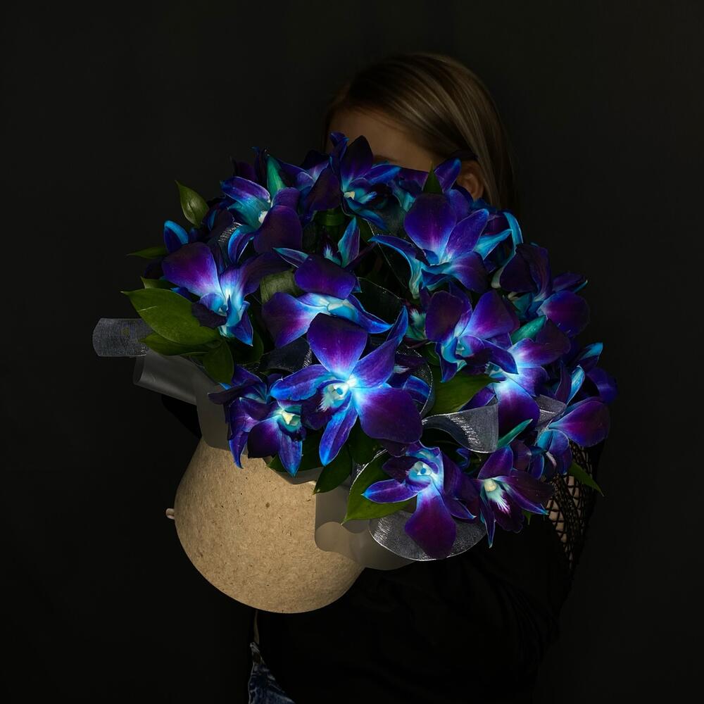 Композиция в коробке с орхидеей дендробиум "Космические приключения"