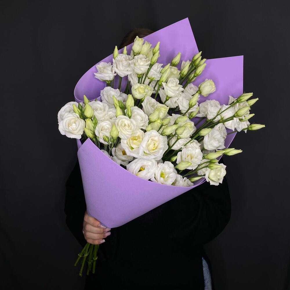 Монобукет с эустомой «Белоснежное сияние»