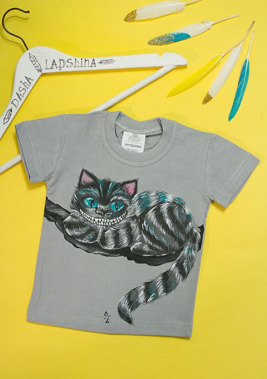Детская футболка с росписью - Чеширский кот