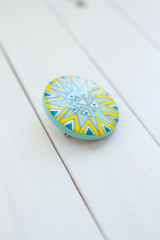 Брошь с росписью "Into the blue - ornament"