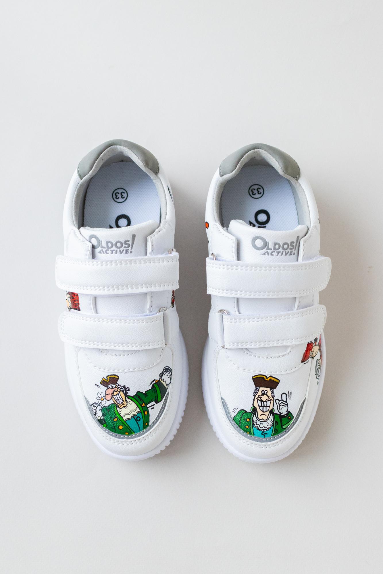 Белые кеды из кожи по мотивам мультфильма - Остров Сокровищ