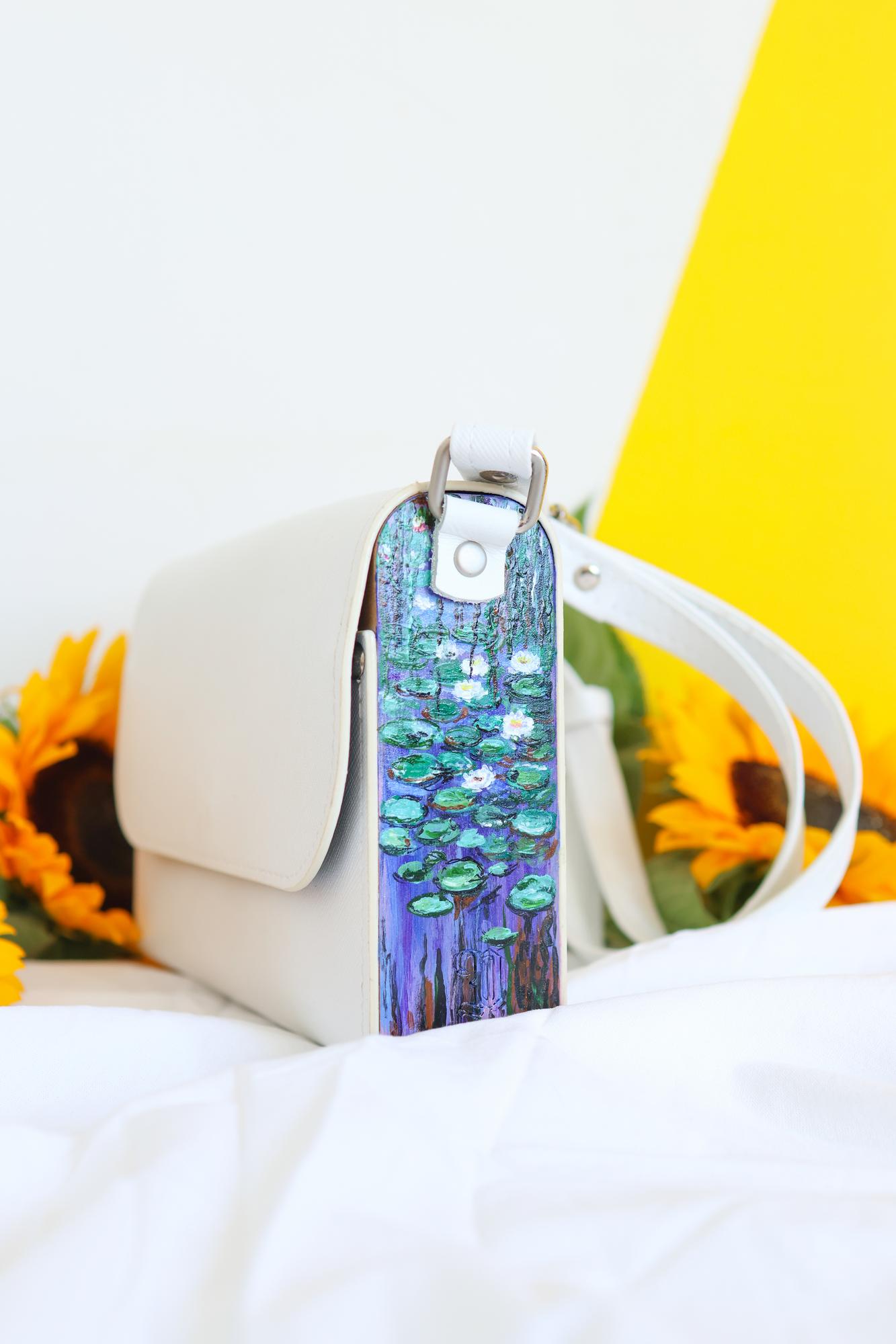 Кожаная сумка с росписью по мотивам Моне - Monet Lilies