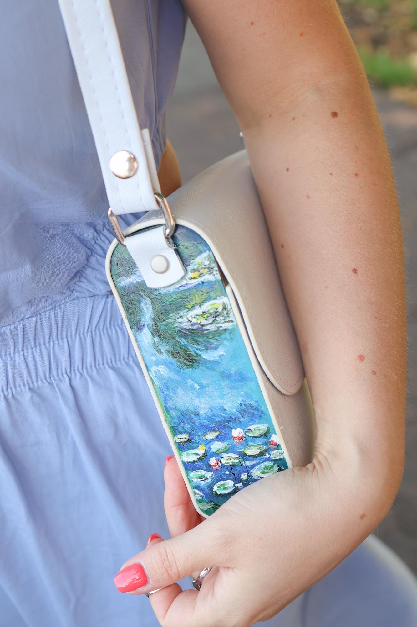 Кожаная сумка с росписью по мотивам Моне - Monet Lilies