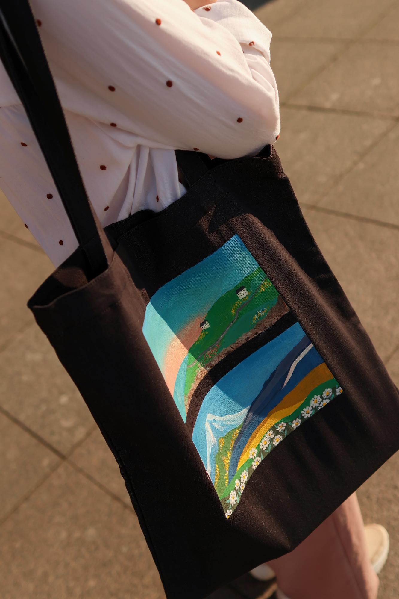 Cумка - шоппер с росписью - Может в горы?