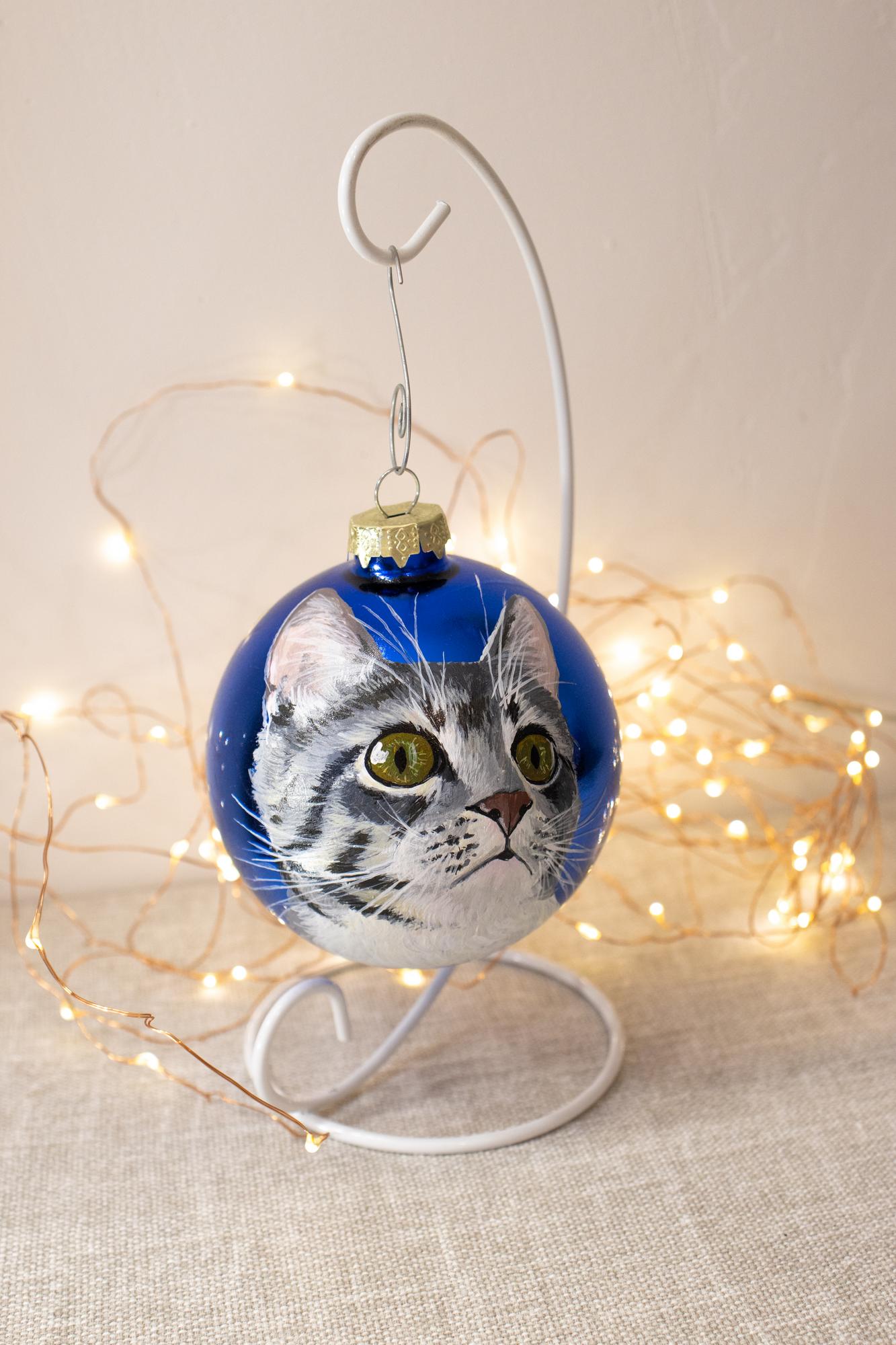 Ёлочный шар с росписью - портреты питомцев - собака и кошка