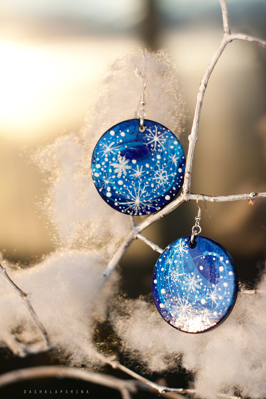 Серьги с росписью "Winter fantasy I"