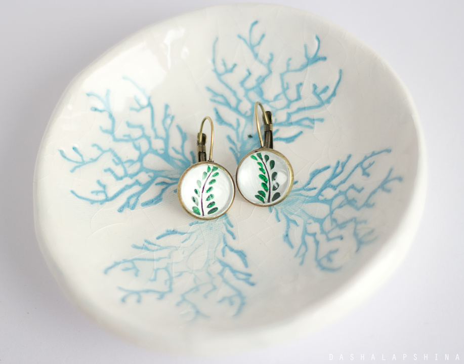 Серьги с росписью "Веточки"