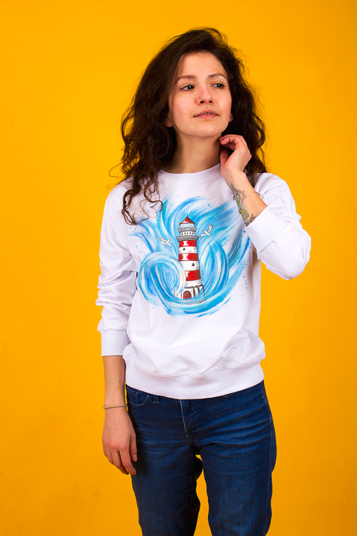 Свитшот с росписью "Маяк. Море"