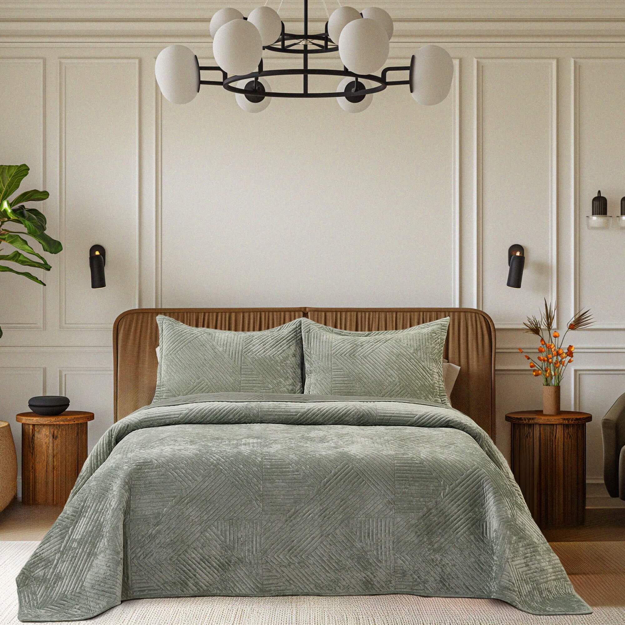 Покрывало с наволочками Shelford Изумруд