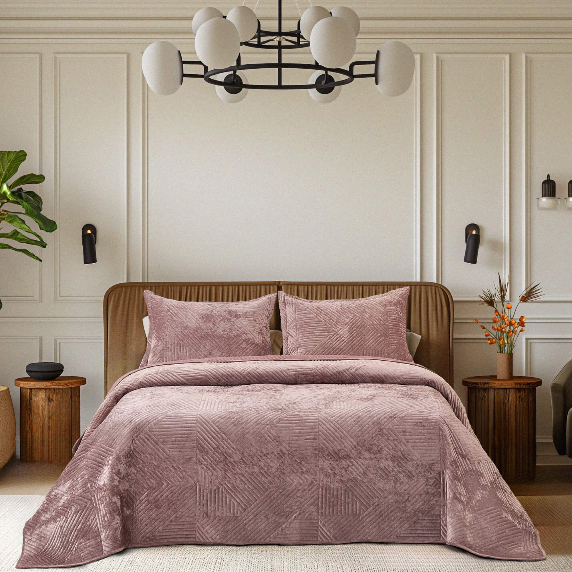 Покрывало с наволочками Shelford Пепельно-розовое