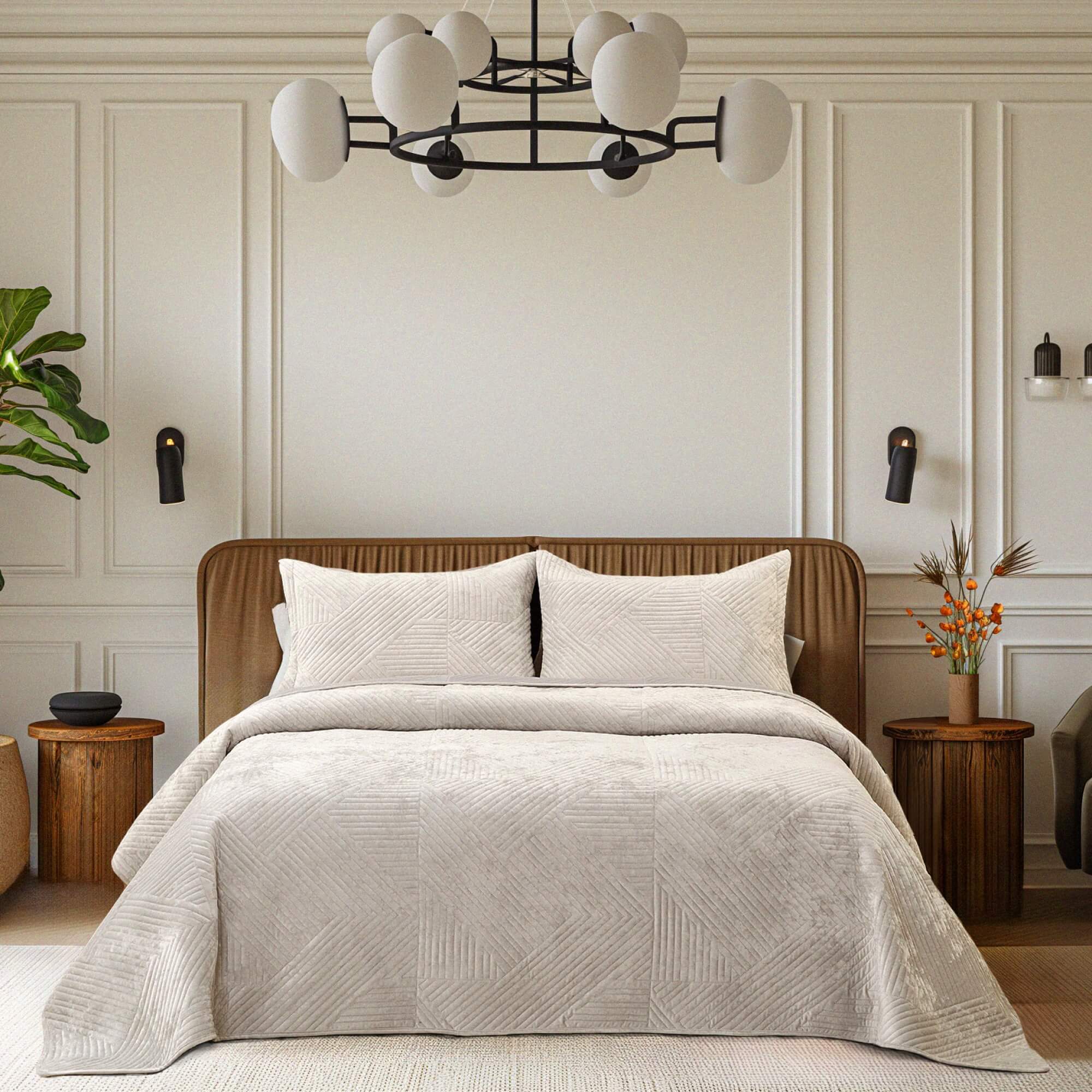 Покрывало с наволочками Shelford Светло-серое