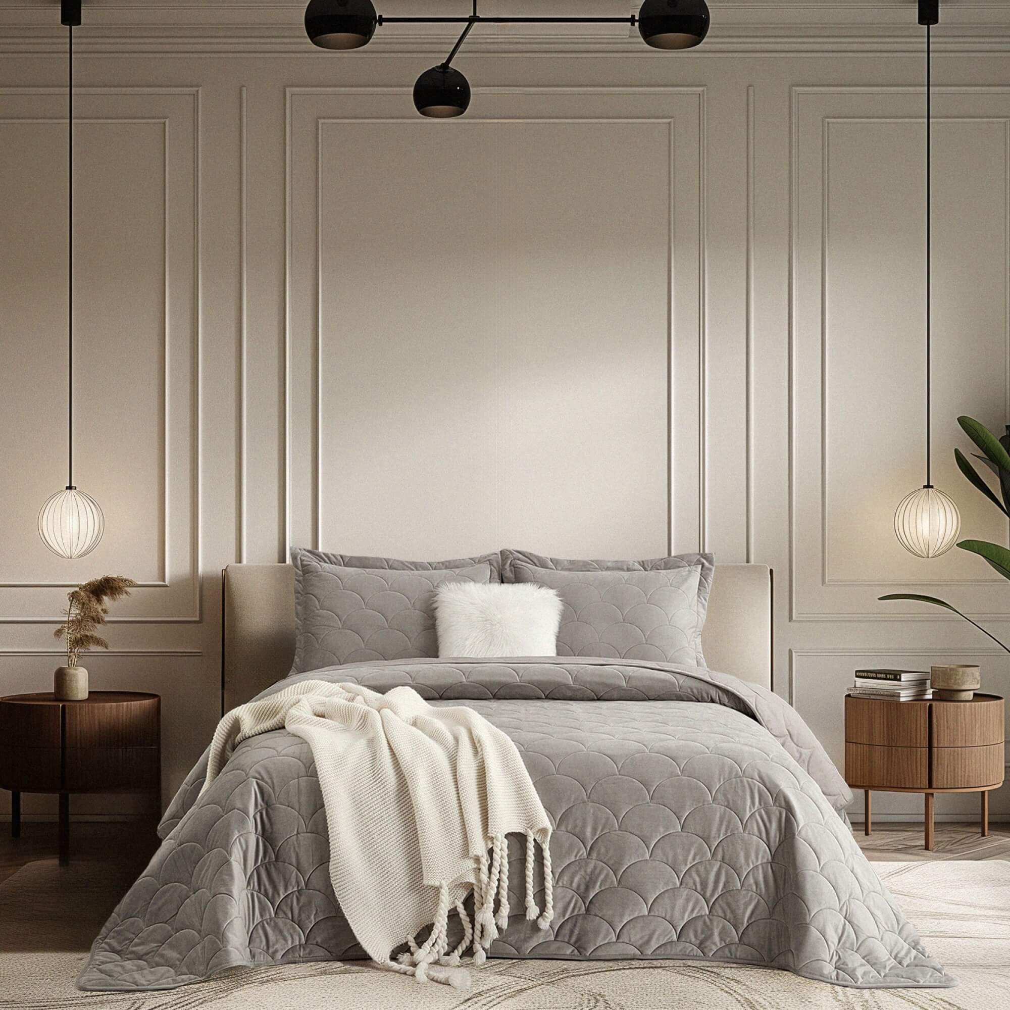 Покрывало с наволочками Tregaron Серое