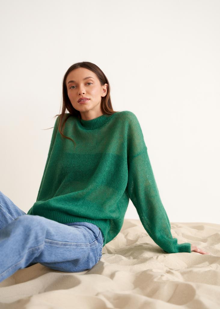 Джемпер ручной вязки полупрозрачный Deep Sea