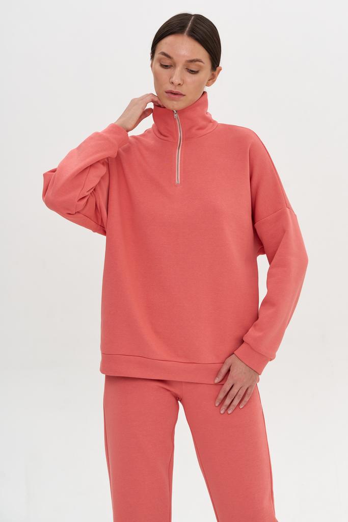 Cвитшот в стиле oversize на молнии Ситецевая роза