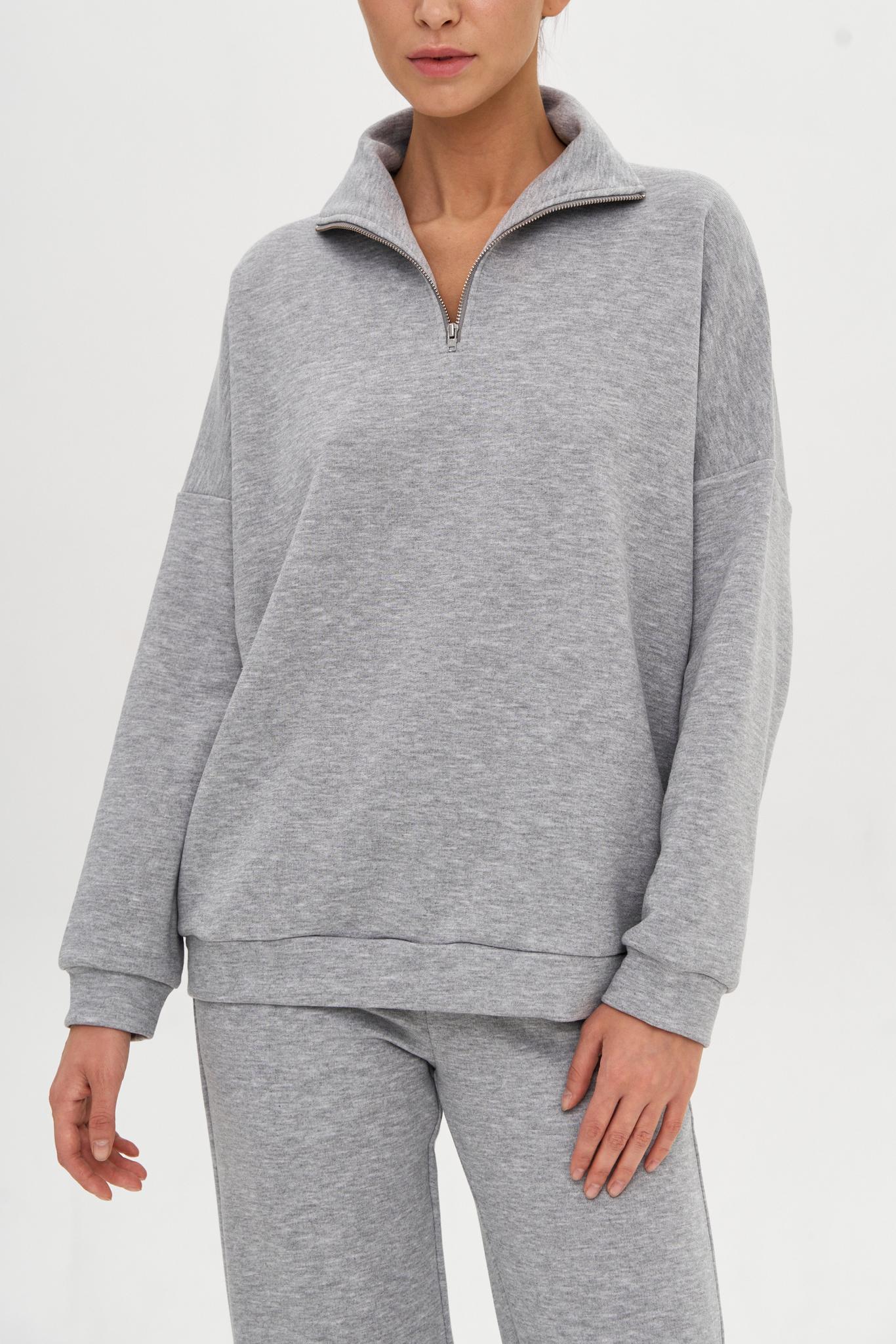 Cвитшот в стиле oversize на молнии Gray melange
