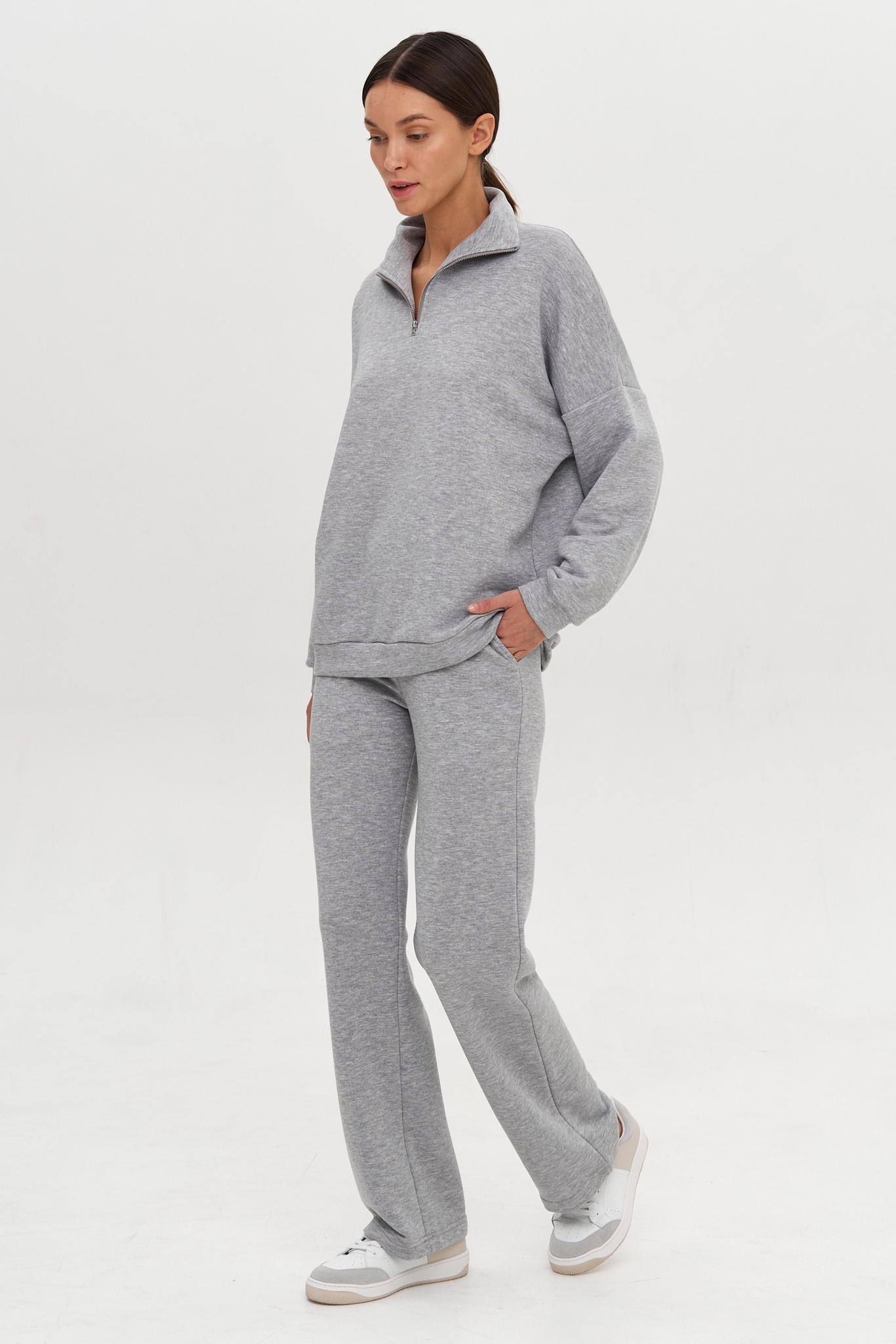 Cвитшот в стиле oversize на молнии Gray melange