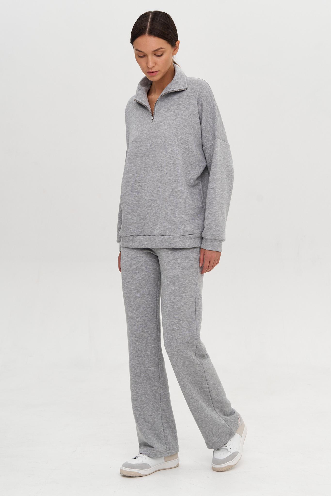Cвитшот в стиле oversize на молнии Gray melange