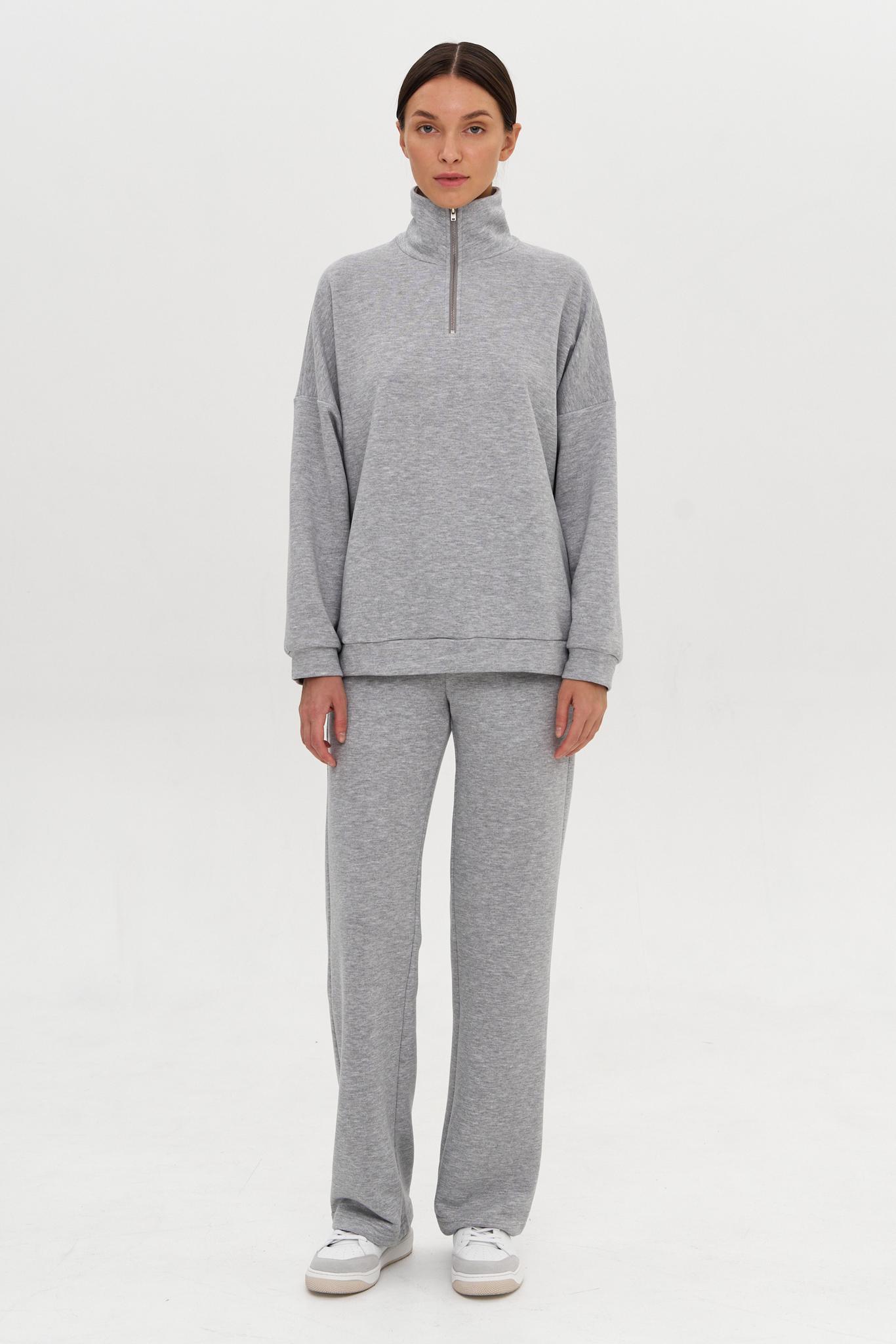 Cвитшот в стиле oversize на молнии Gray melange