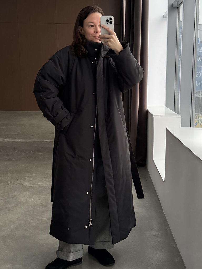 Зимнее пальто-тренчкот BLACK