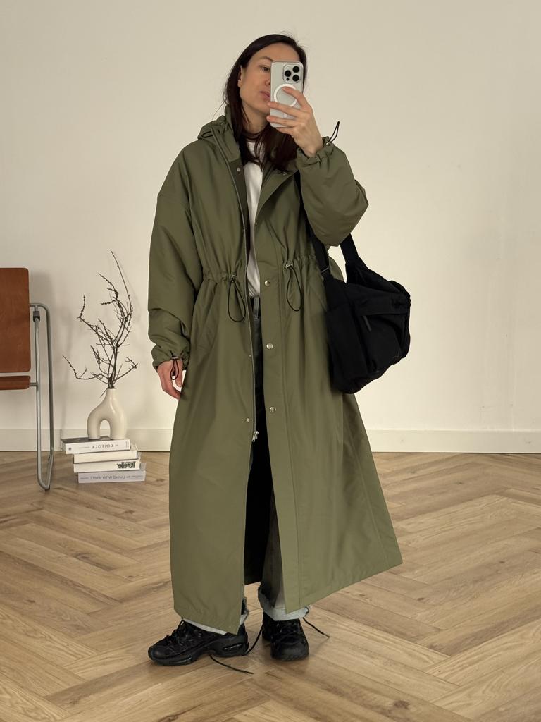 Демисезонное пальто Light с капюшоном OLIVE