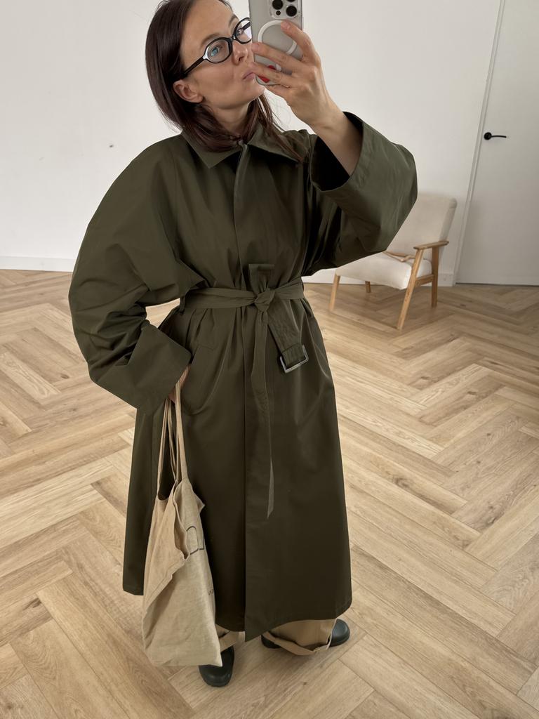 Тренчкот длинный цвета хаки модель 405