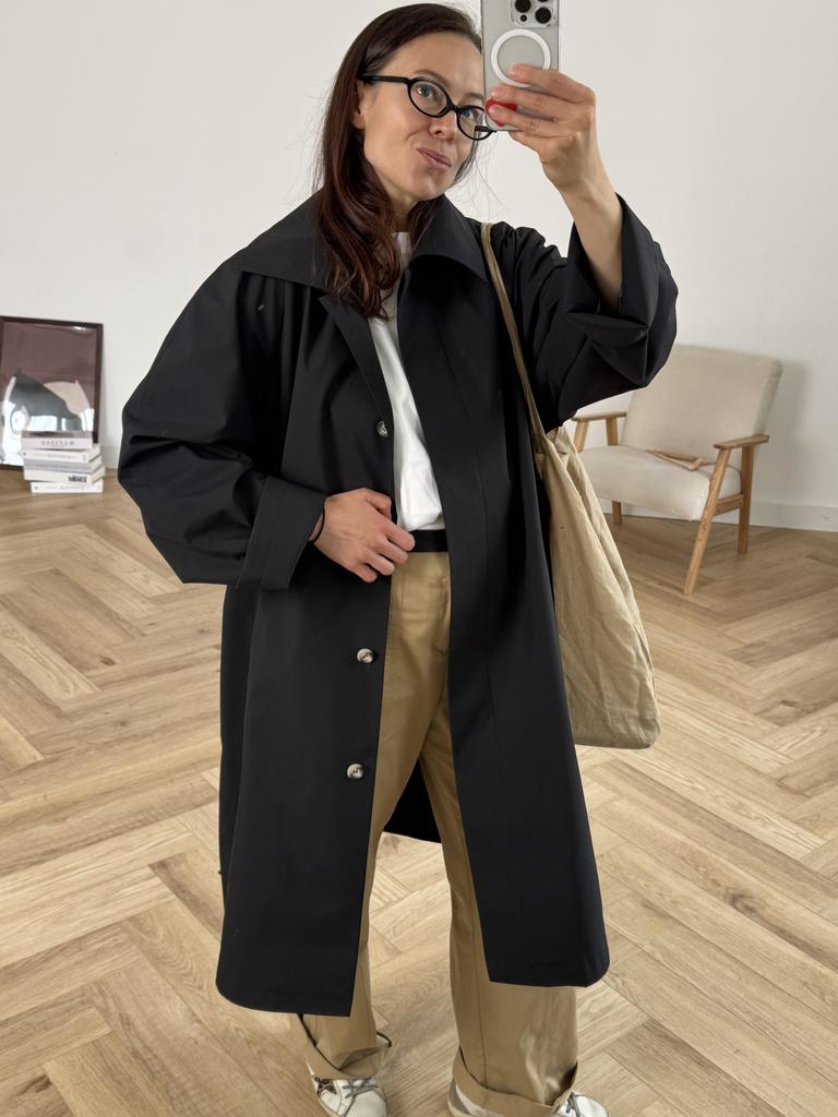 Тренчкот укороченный черного цвета модель 407