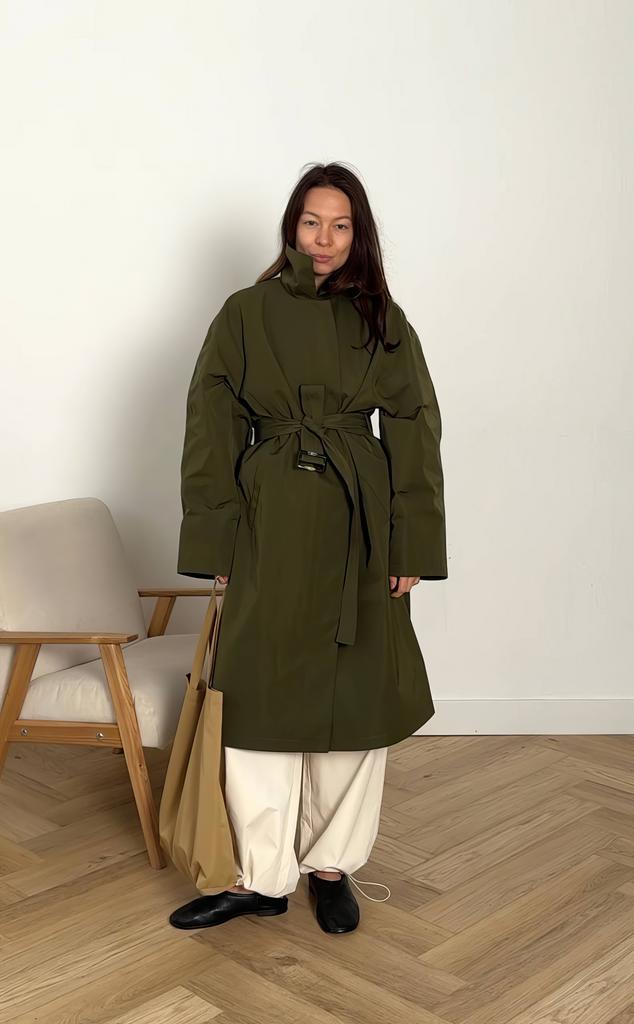 Тренчкот укороченный цвета хаки  модель 407