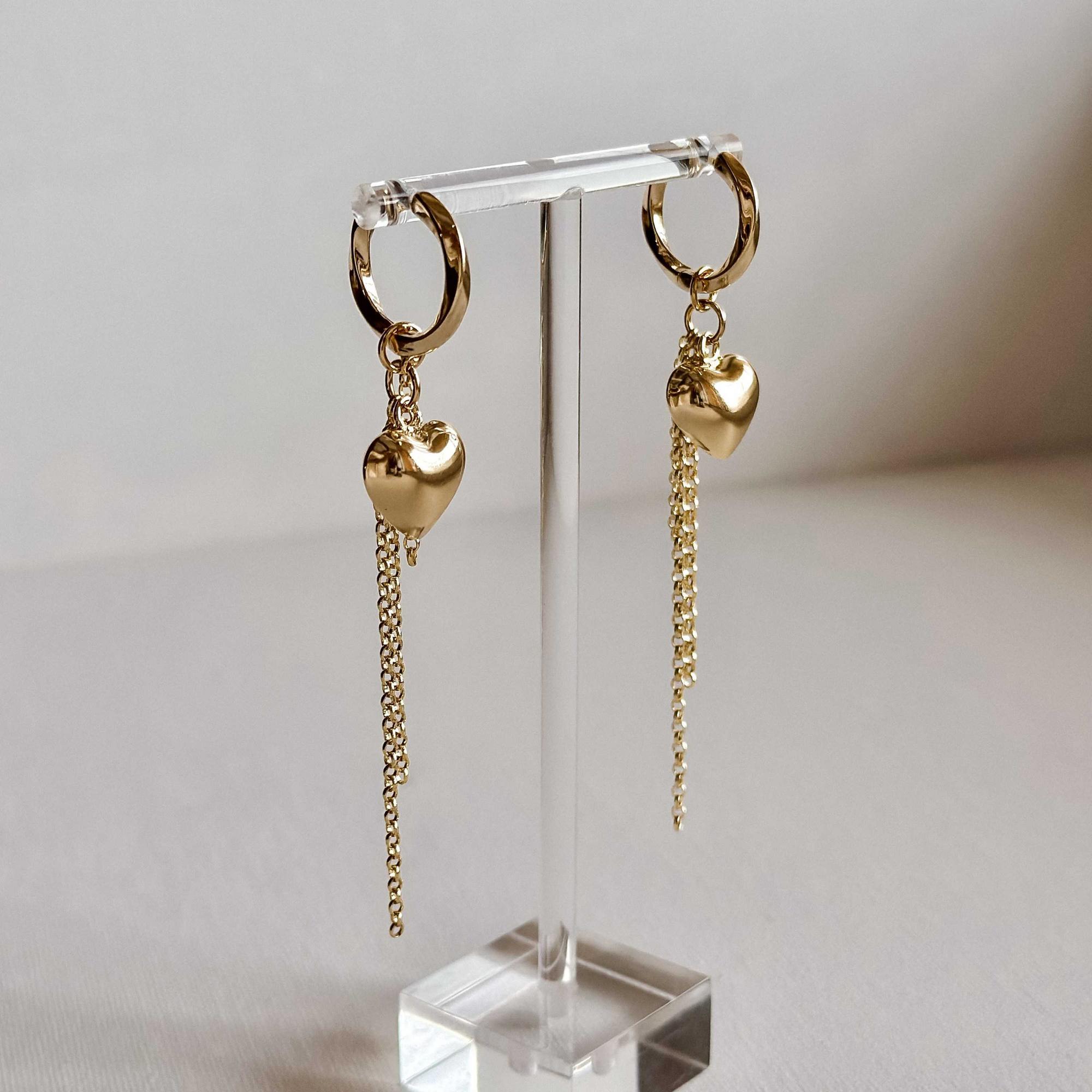 Серьги с подвеской сердце